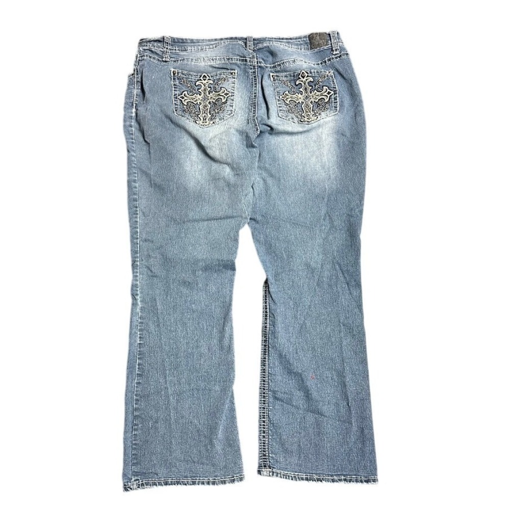 Y2K Love Indigo Grunge‎ Embroidered Flare Jeans